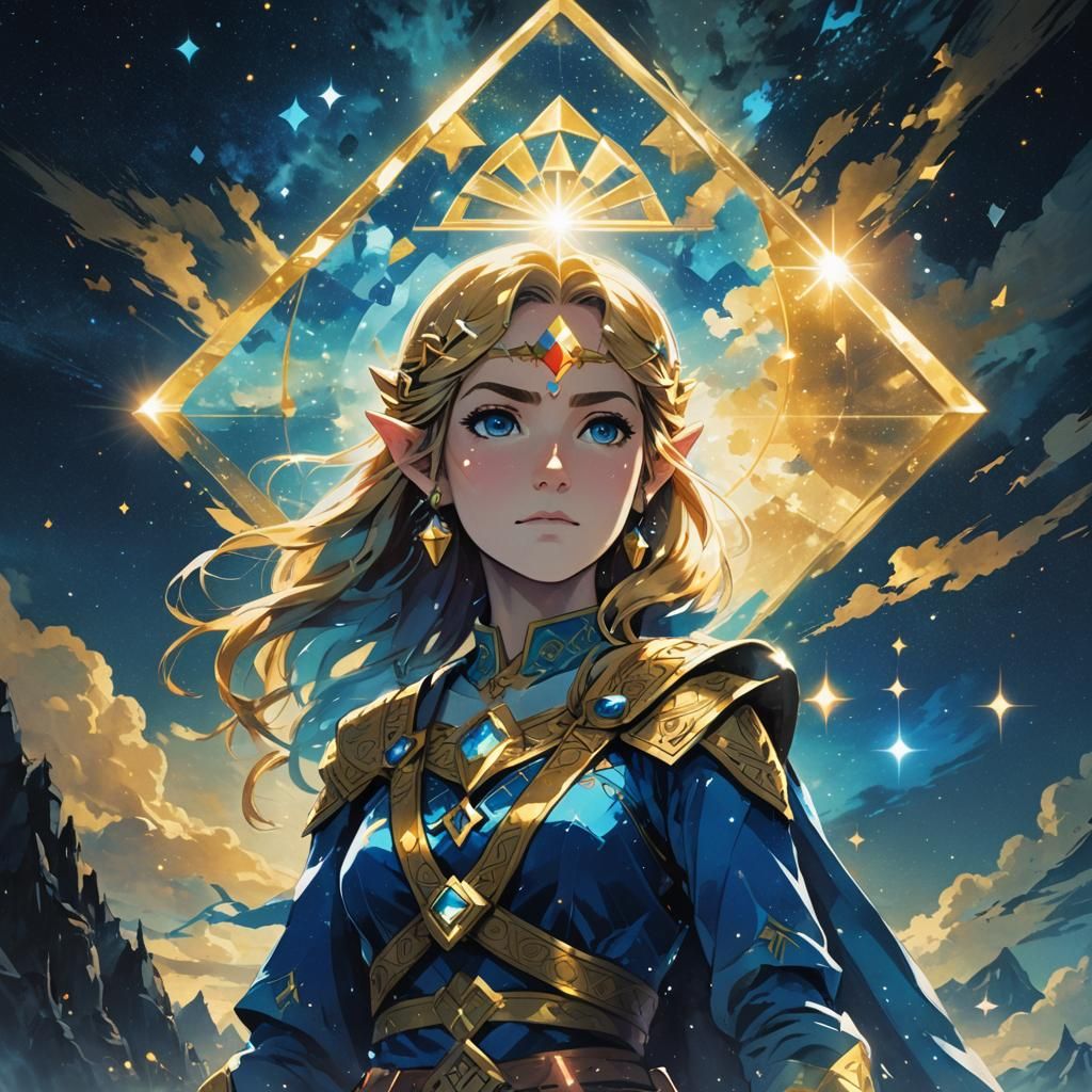 Zelda Nebula Night with Lens Flare Digital Illustration