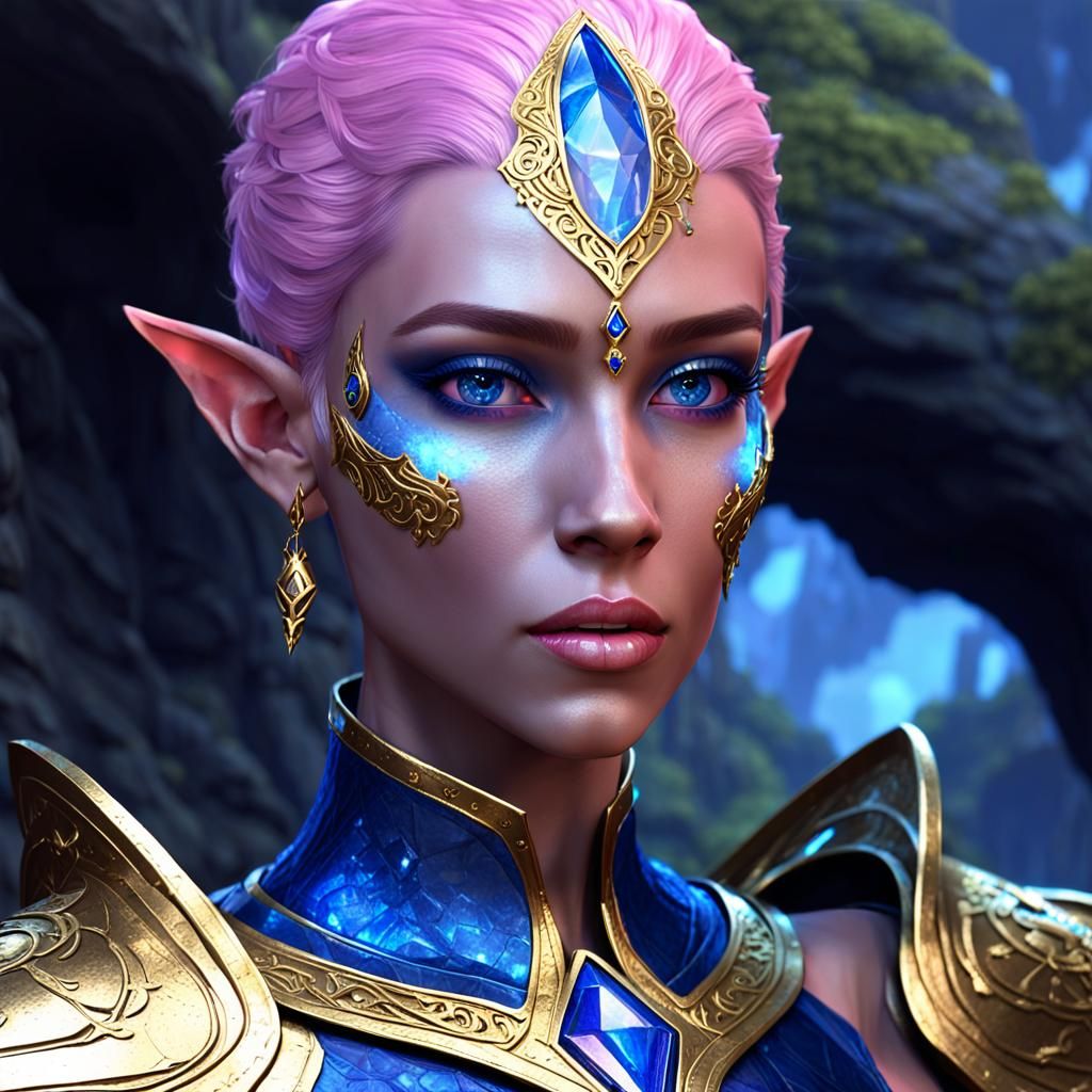 Glamorous High Elf Casting Magic in Crystal Cave