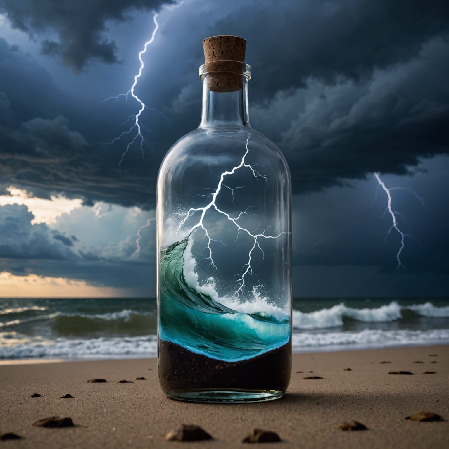 Storm in a Bottle: Raging Seas and Lightning
