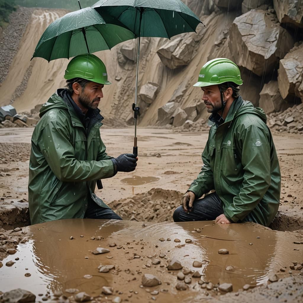 Geologists in Rainy Quarry: Splash Art