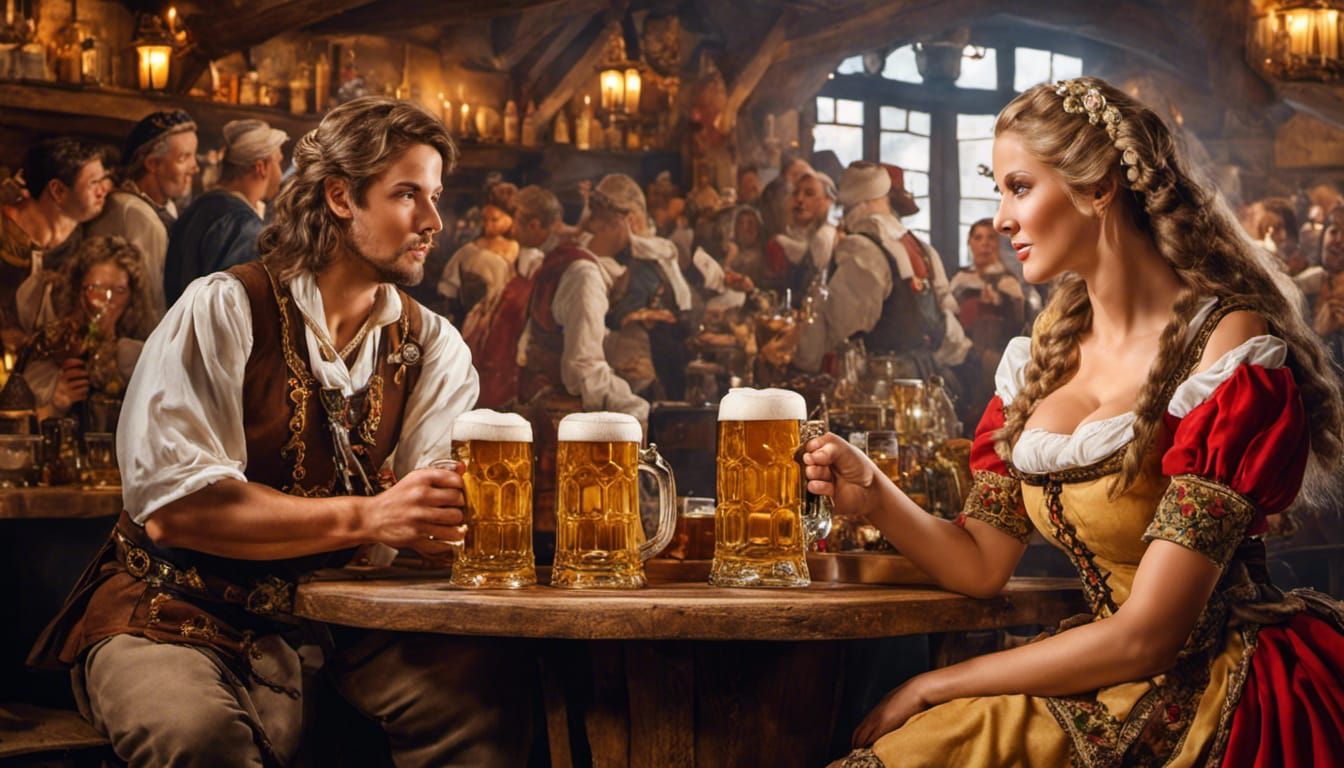 Oktoberfest Beer Served in German Tavern