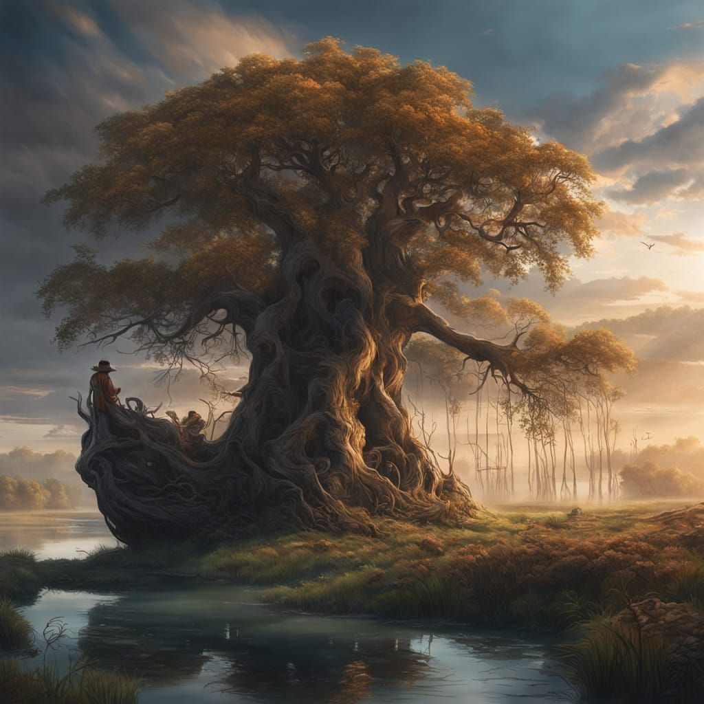 Ethereal Orinoco Riverbank at Sunset