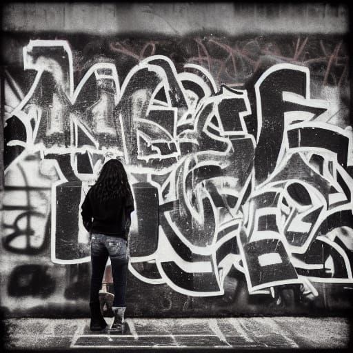 Urban Woman in Grainy B&W Photography