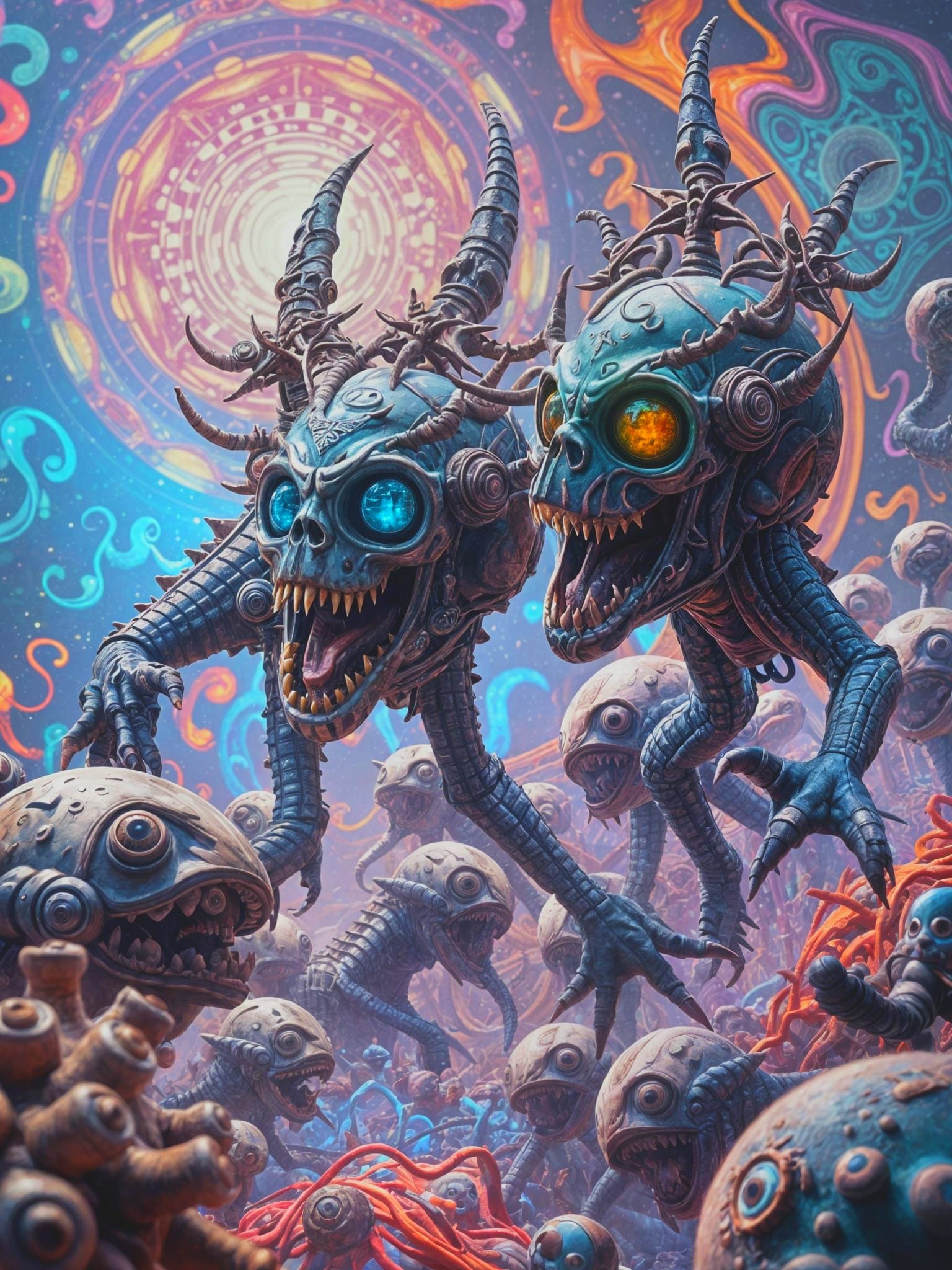 Cyberpunk Fantasy Realms in a Vibrant, LSD-Inspired Aestheti...