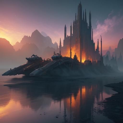 Fantasy Warrior in Mystical Ruins: Digital Matte Painting
