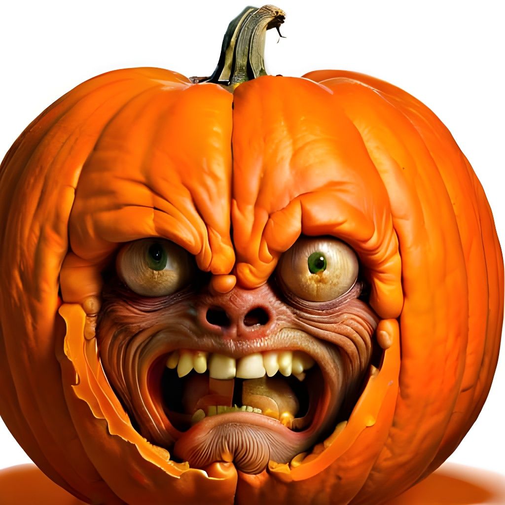 Grotesque Slimy Pumpkin Creature with Big Grin
