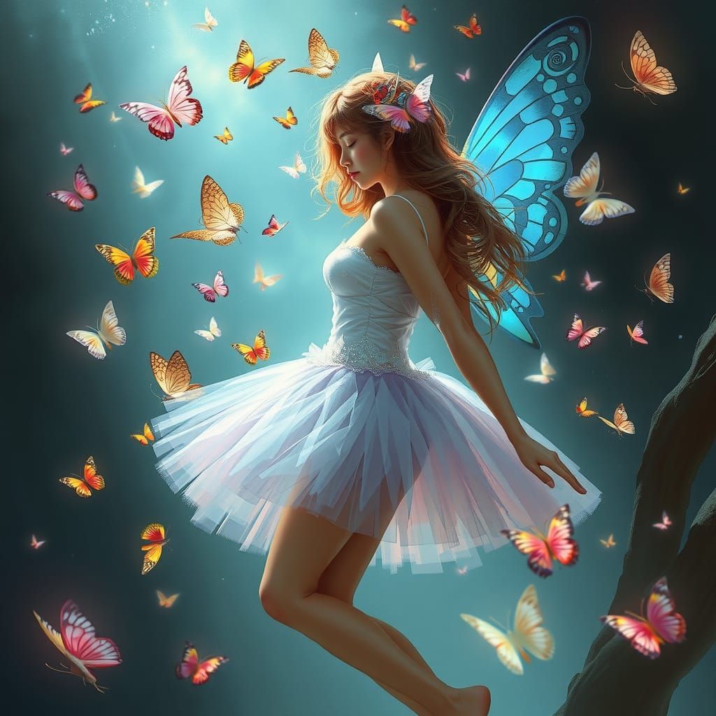 Ballerina with Butterflies: Fantasy Art