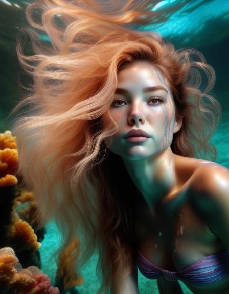 Underwater Portrait of Woman with Flowing Hair