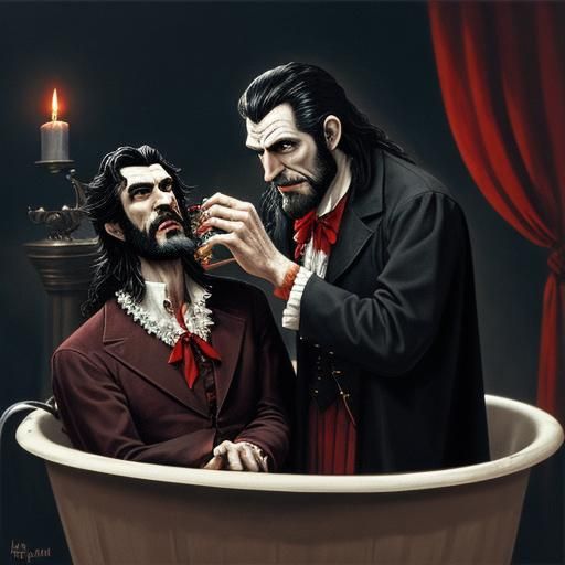 Dracula Gives Wolfman a Flea Bath