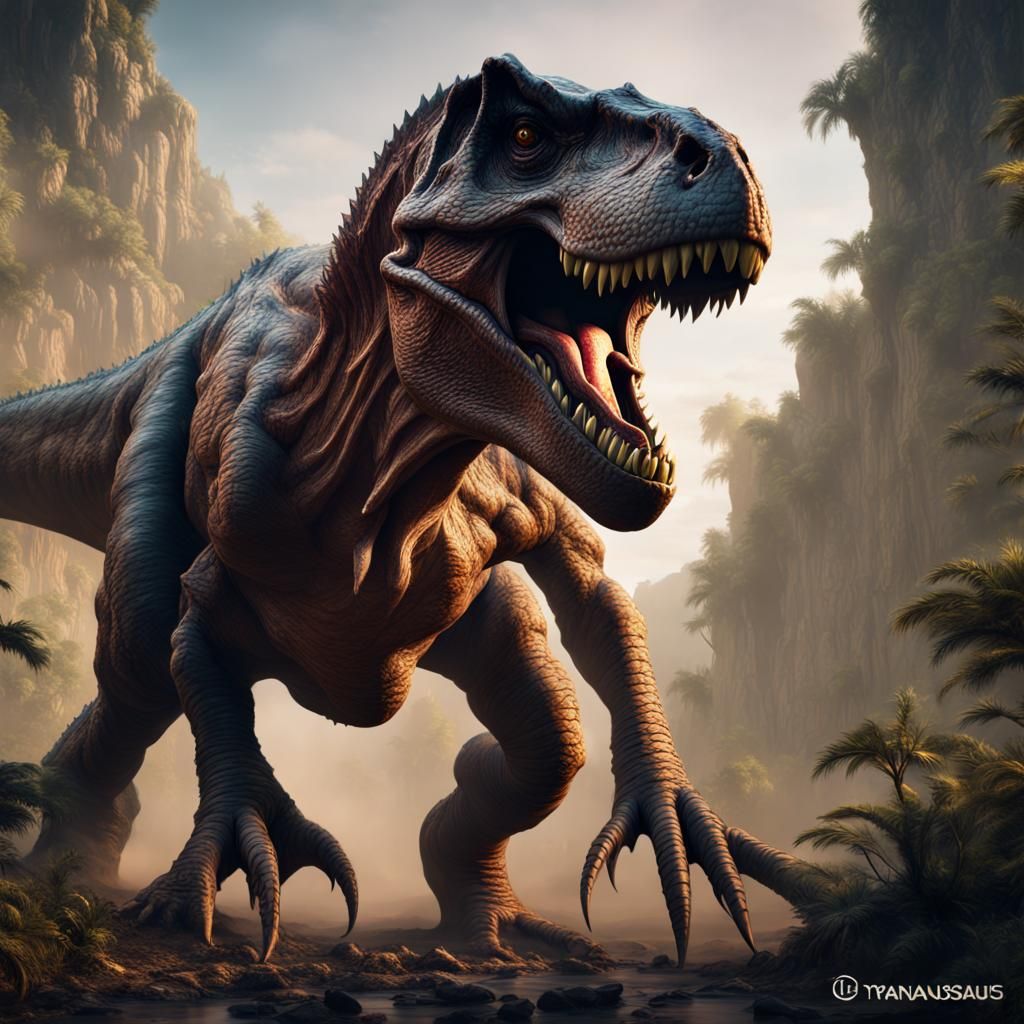 Detailed Tyrannosaurus Matte Painting in Deep Color