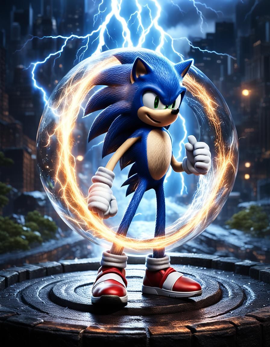 Sonic in a Ring: Hyper-Realistic Digital Artwork