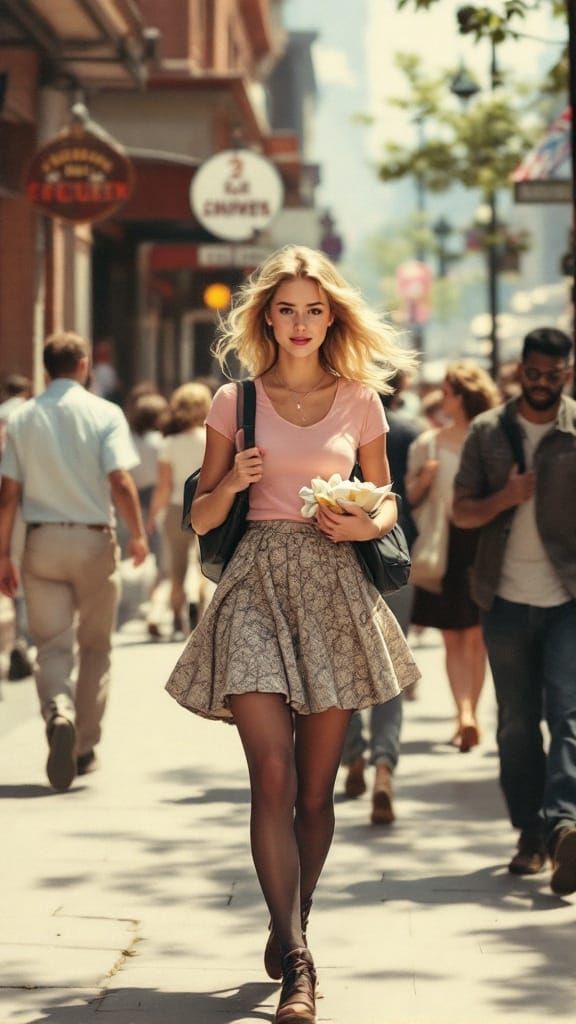 Blonde Woman in Urban Scene