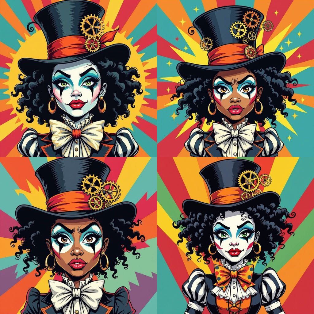 Angry Mad Hatter Woman with Giggles Face Paint