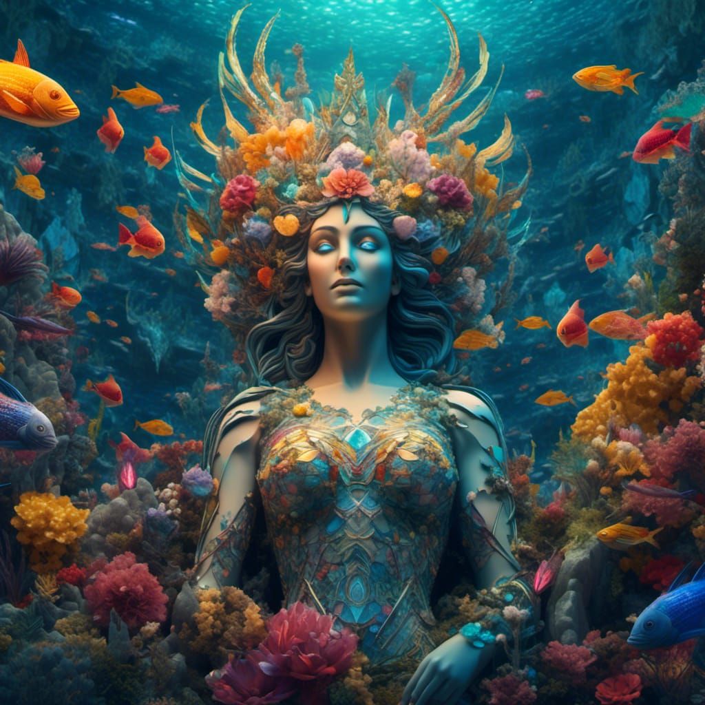 Underwater Mosaic Venus Statue Near Atlantis