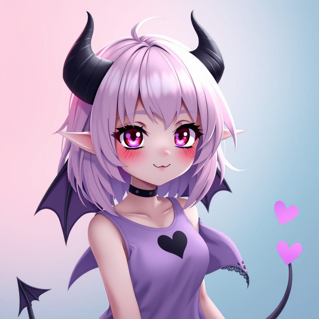 Pastel Goth Demon Girl in Anime Style