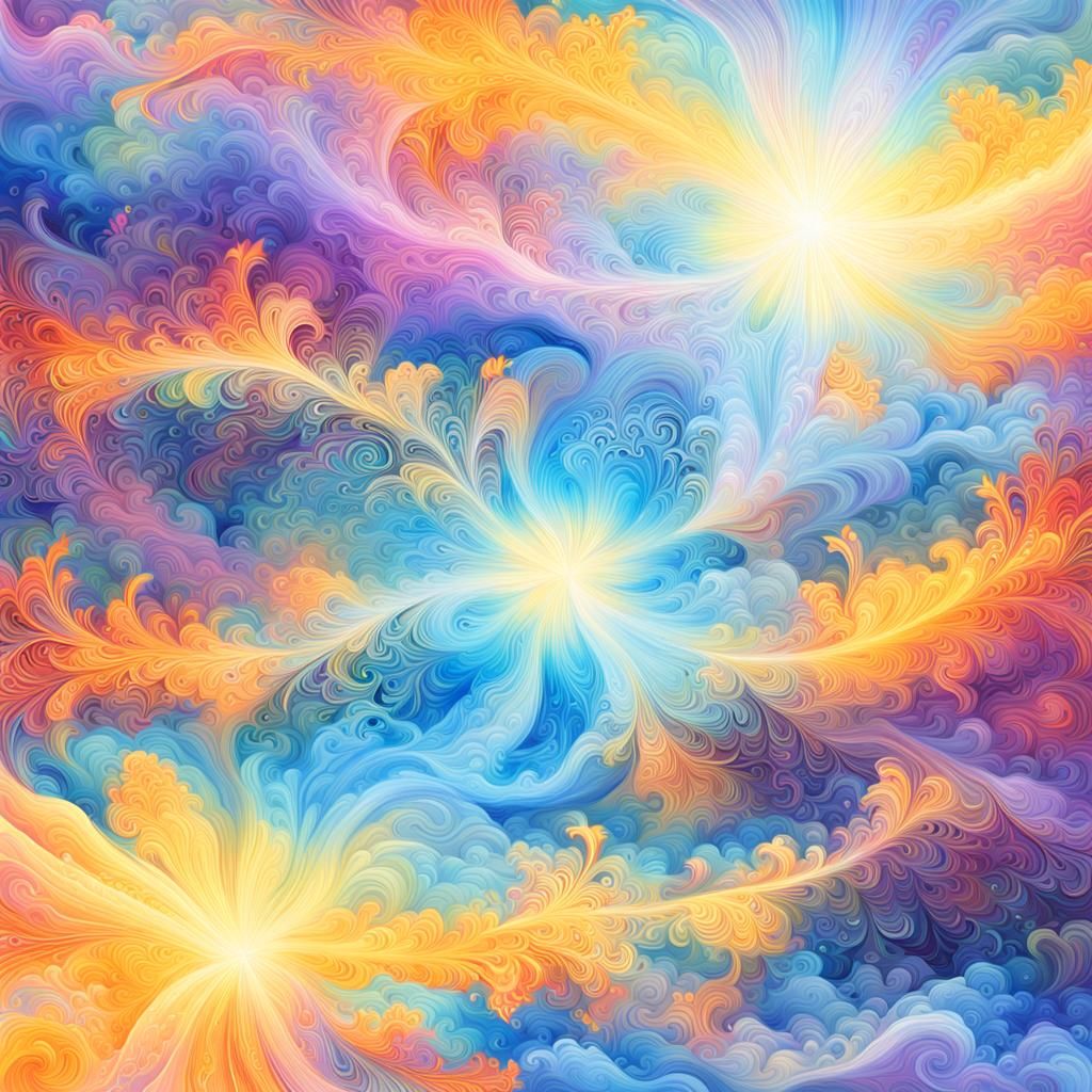 Ethereal Sunshine Beams Through Cloudy Skies