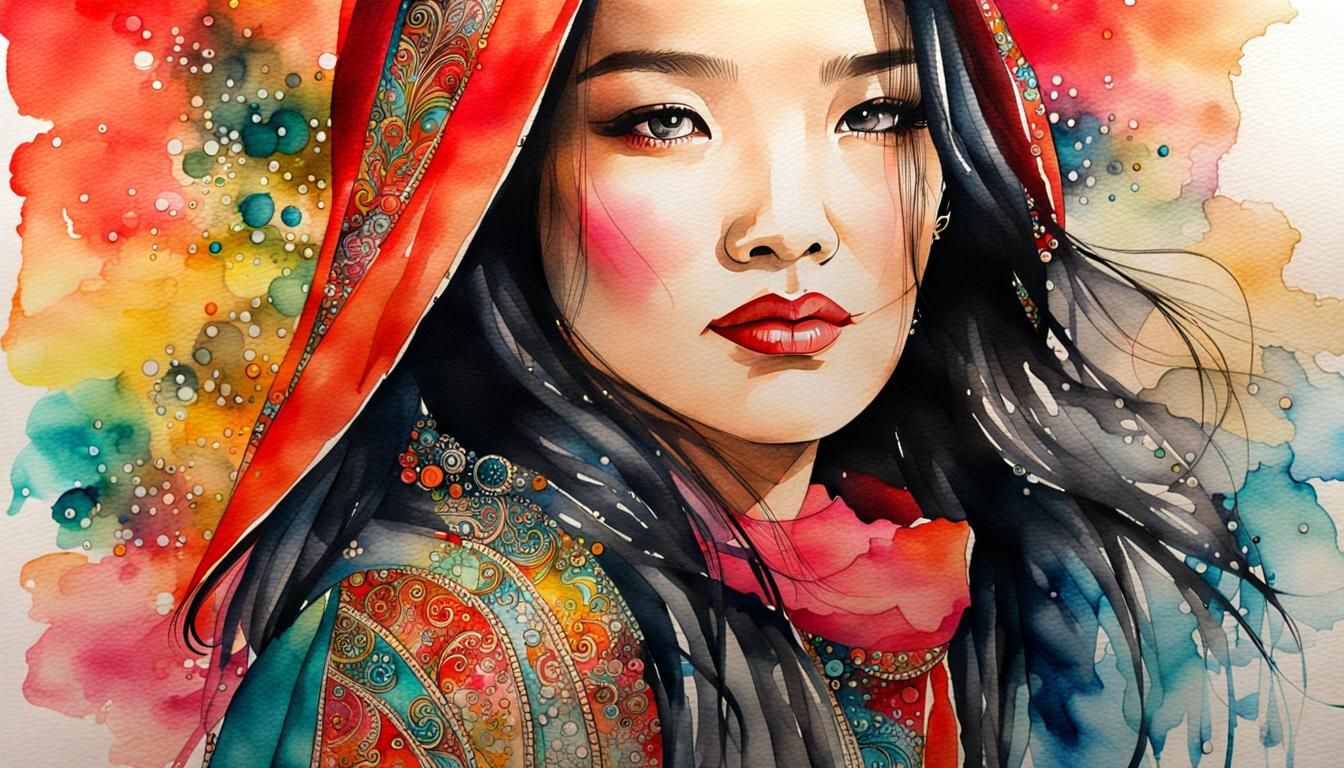 Shu Qi Portrait in Watercolor and Ink
