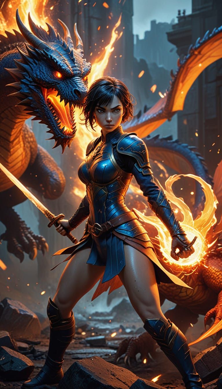 Angry Warrior in Chibi Comic Book Style