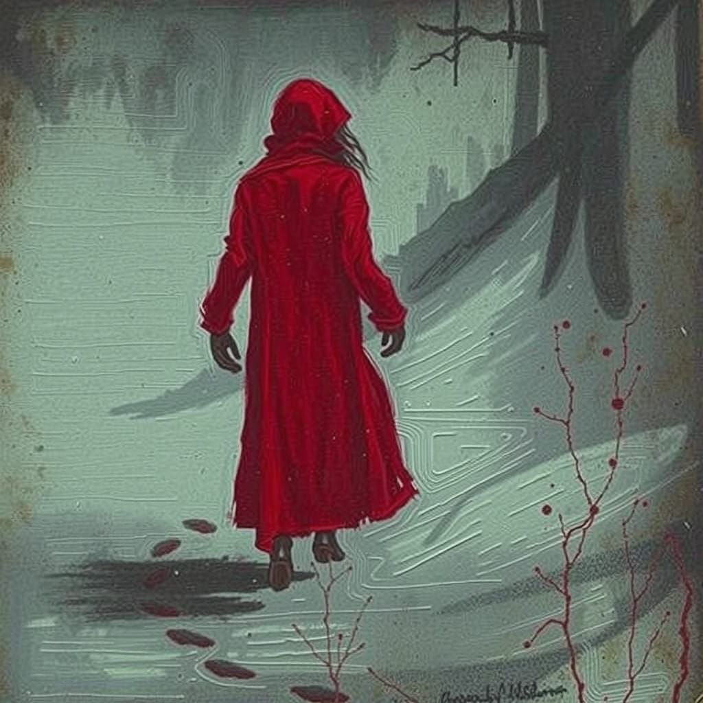 A Crimson Trail Through Winter's Silence