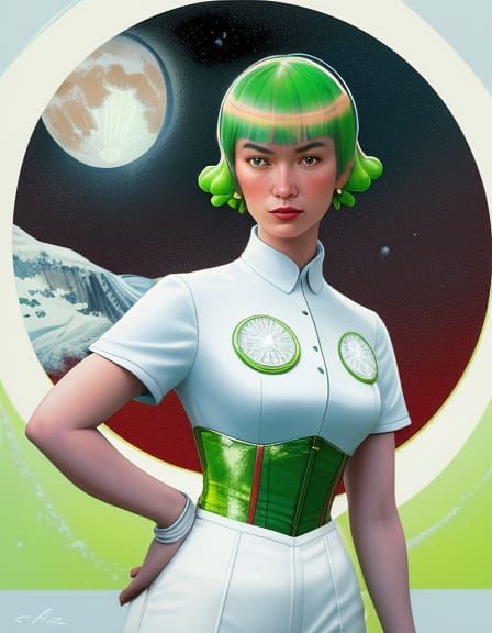 Holographic Moon with Golden Accents in Futuristic Pop Surre...