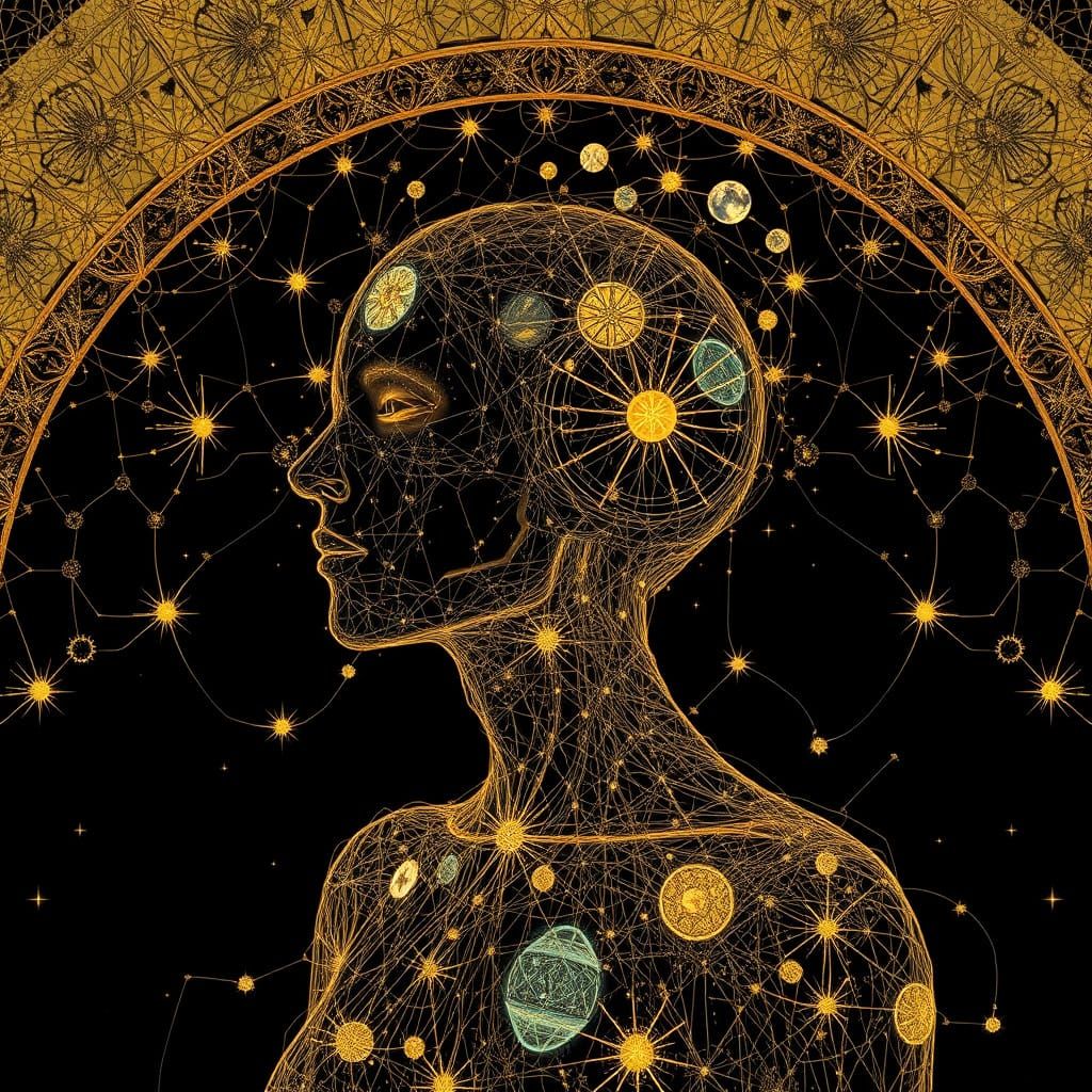 Ethereal Astral Landscape in Gilded Mixed Media