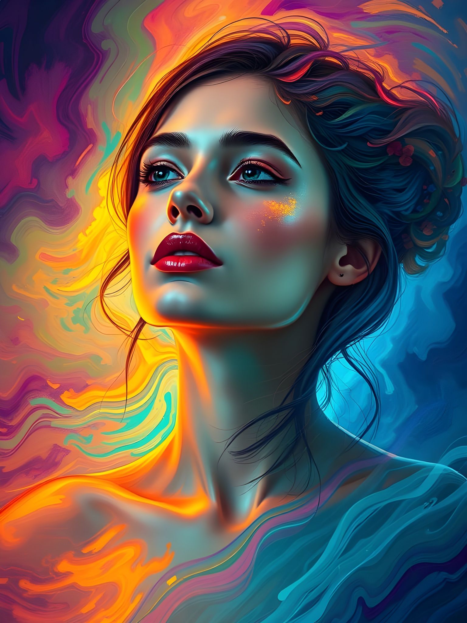 Surreal Portrait of a Woman with a Synesthetic Shoulder