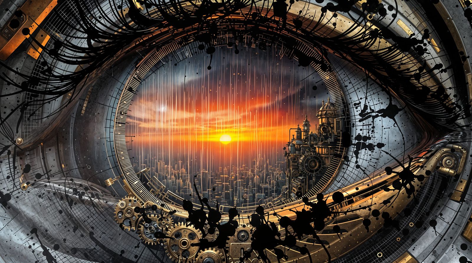 Steampunk Sunrise Through a Mechanical Eye