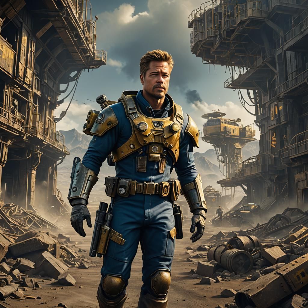 Brad Pitt as Vault Dweller Hero in Fallout Style