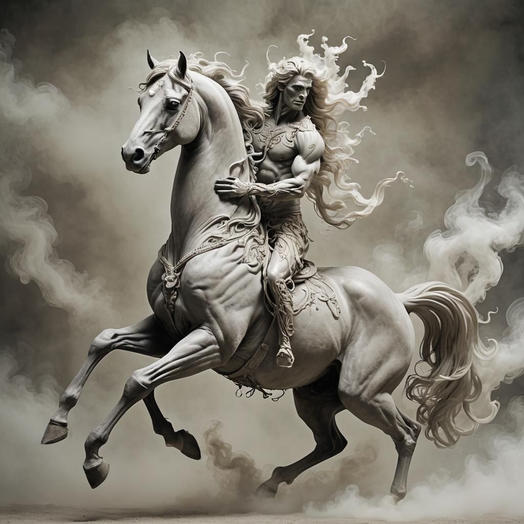 Ethereal Smoky Centaur in Mystical Forest