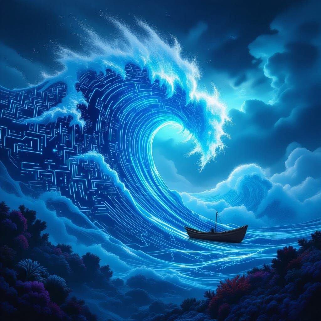 Digital Wave of Circuitry and Runes