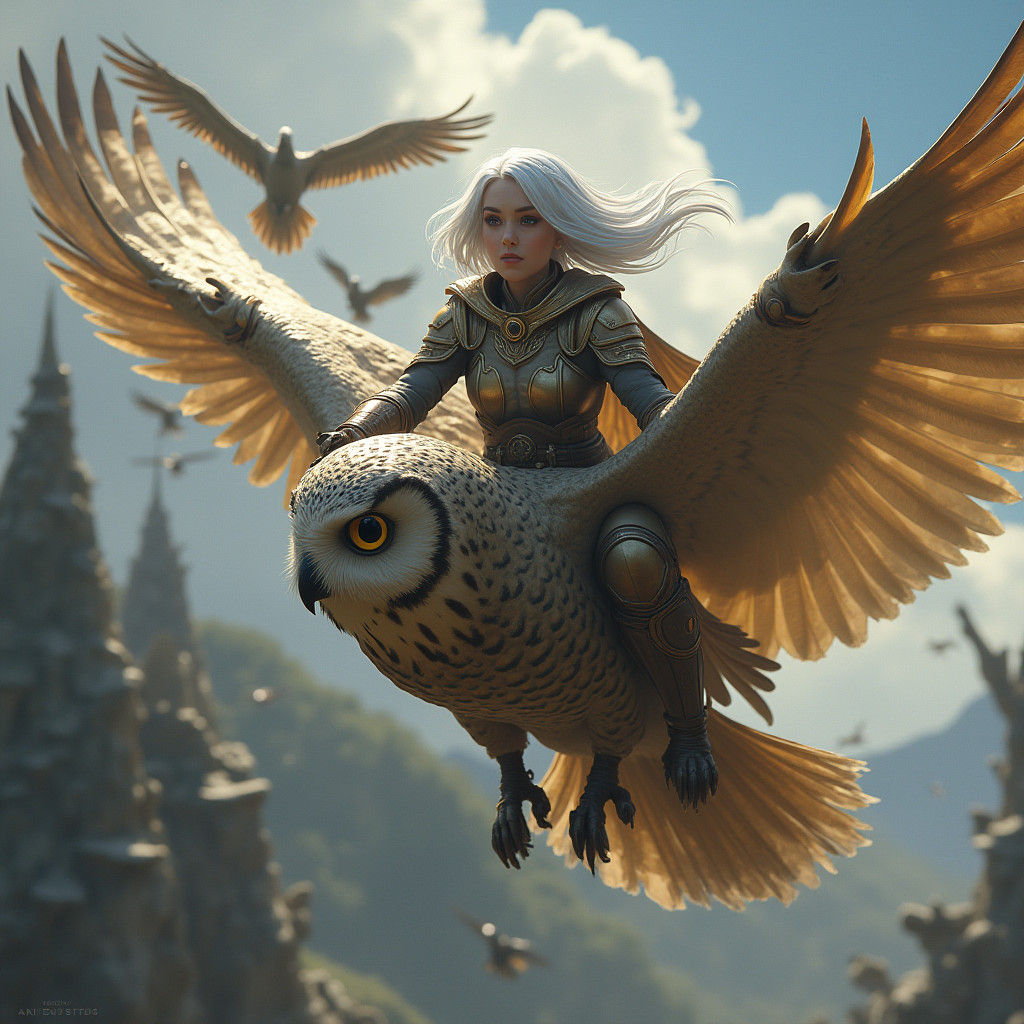 Guardian Rides Owl Leading Hawk Horde