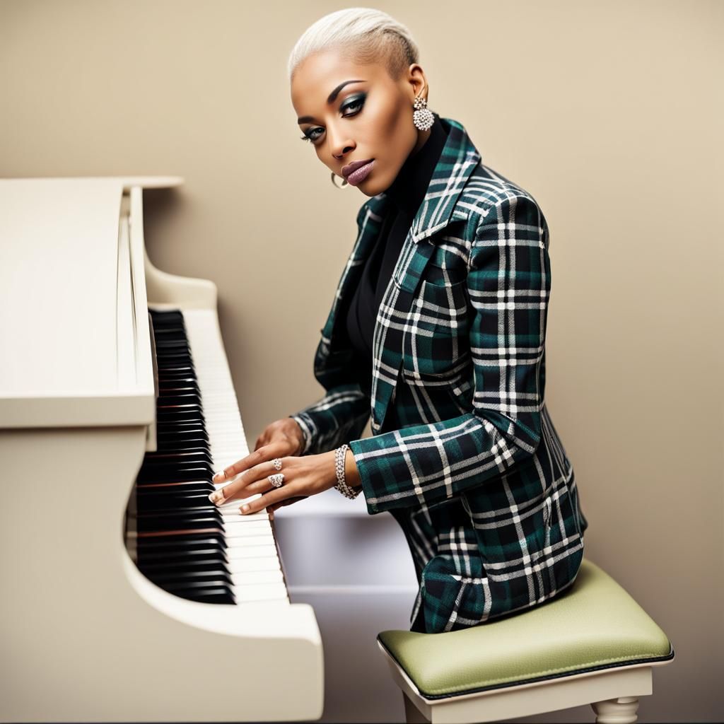 Elegant Woman Plays Piano