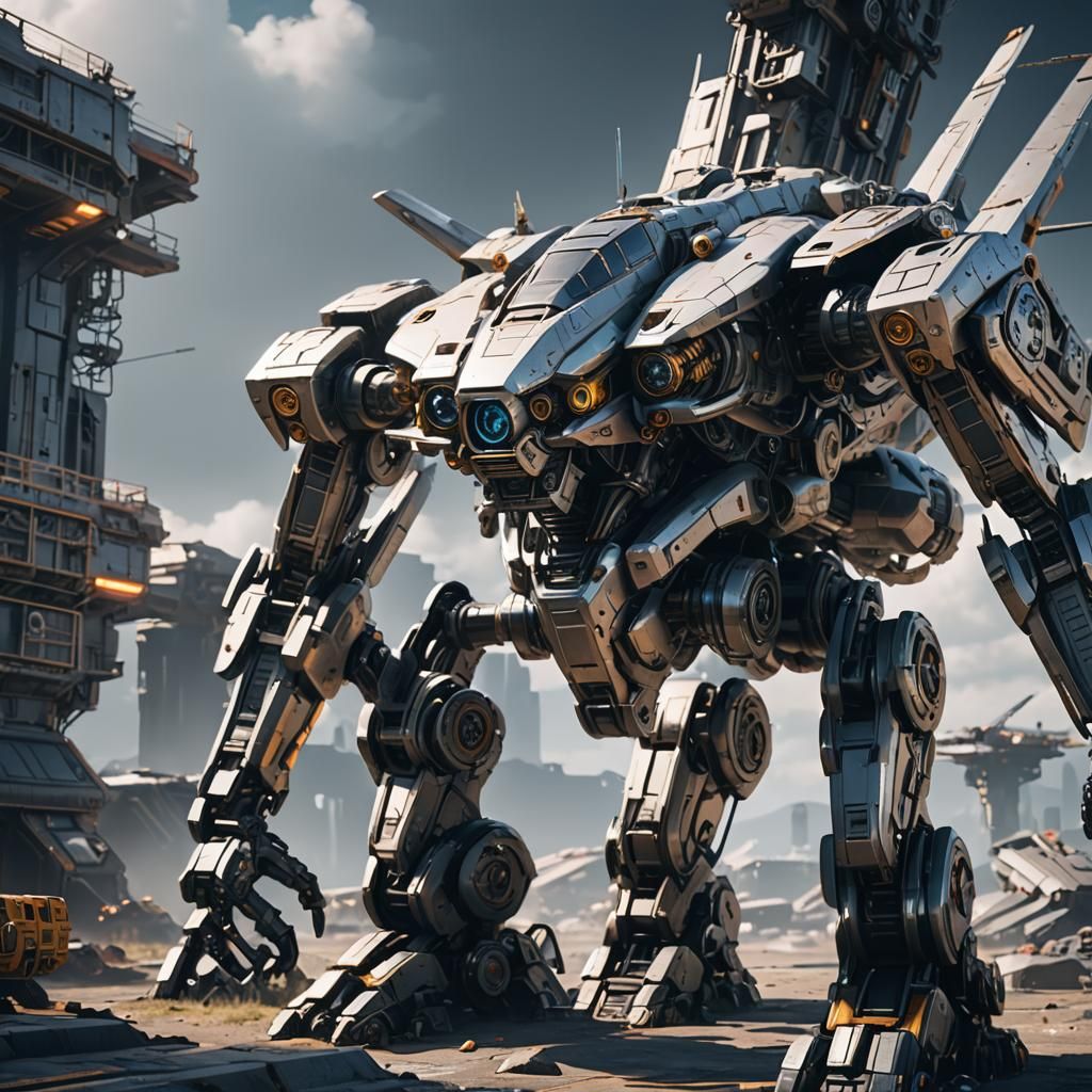 Futuristic Sci-Fi Plane with Intricate Mech Details