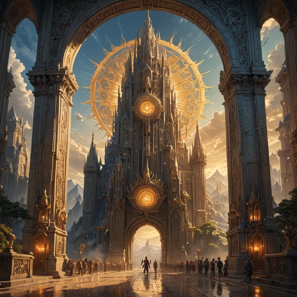Radiant Kingdom Gates in Digital Art Style