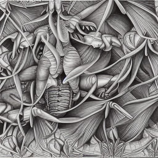 Escher-Style Lobster Tessellation in Charcoal