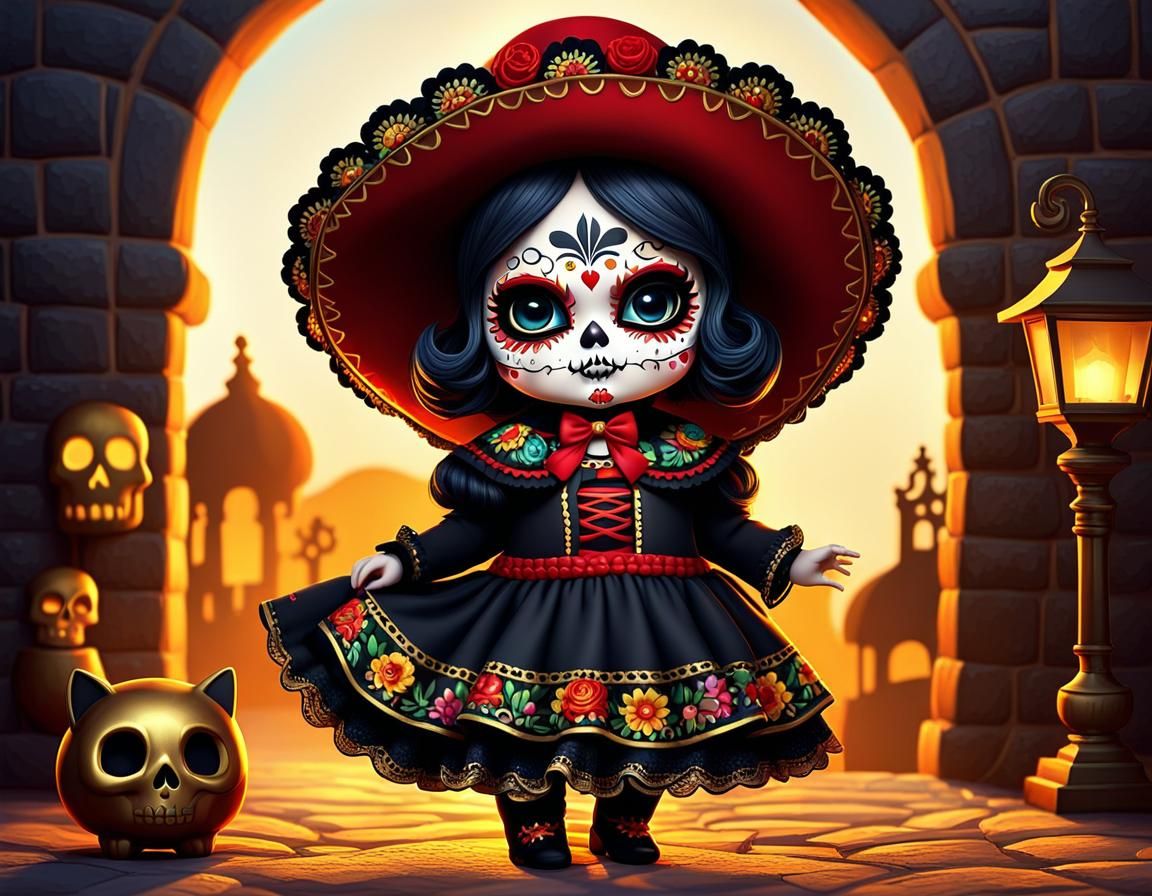 Chibi Catrina Celebrates Dia de Muertos