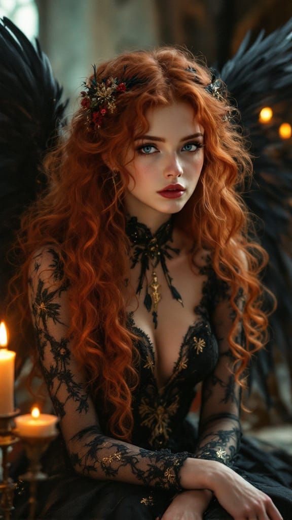 Steampunk Angel in Pre Raphaelite Style Oil Painting