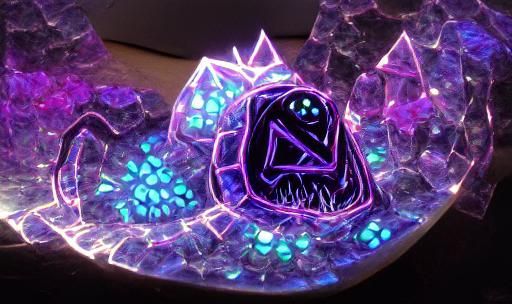 Glowing Neon Crystal Symbol in Void
