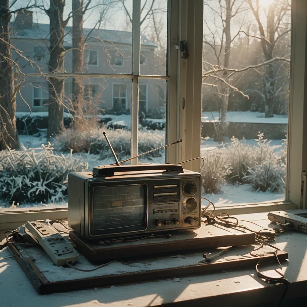 Vintage Radio in Mental Hospital: Cinematic Film Still