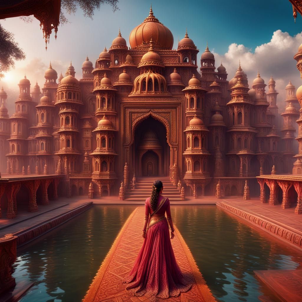 Bollywood Scene: Detailed Matte Painting in 8K