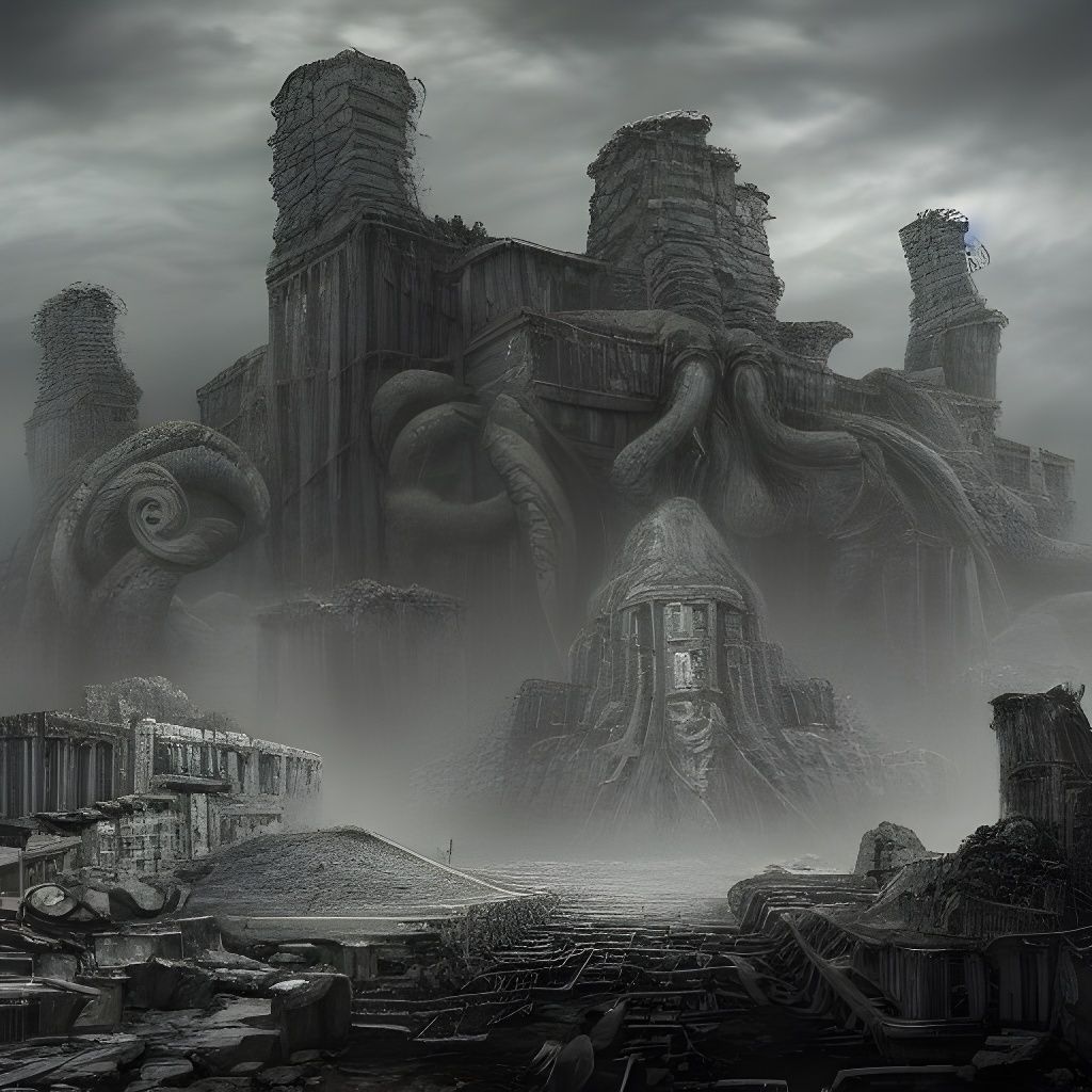 Post-Apocalyptic Cthulhu Ruins: Detailed Matte Painting