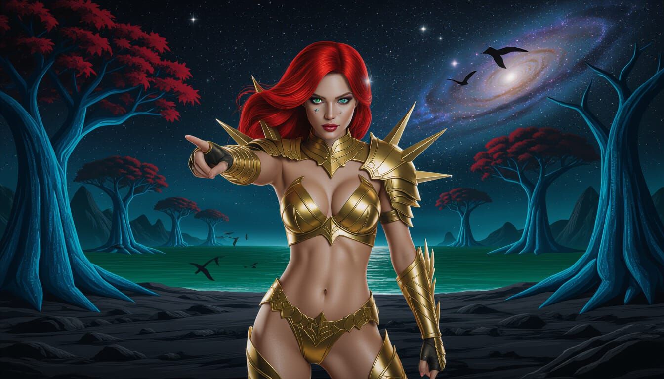 Astronaut on Alien Planet with Giant Blue Trees