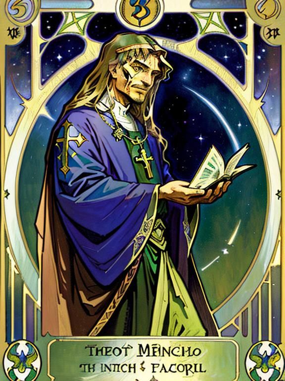 The Fool Tarot Card Portrait in Art Nouveau Style