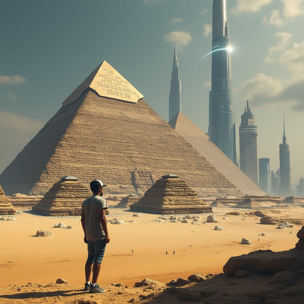 Ancient Egypt Meets Futuristic Metropolis in Stunning Mosaic
