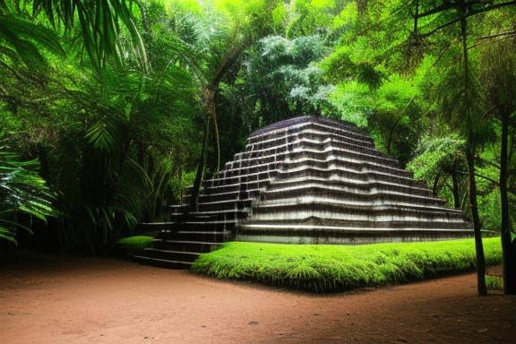 Aztec Temple in Lush Jungle Landscape
