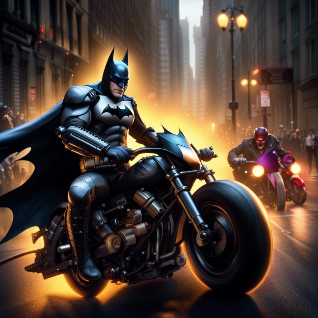 "Batman is chasing a Joker