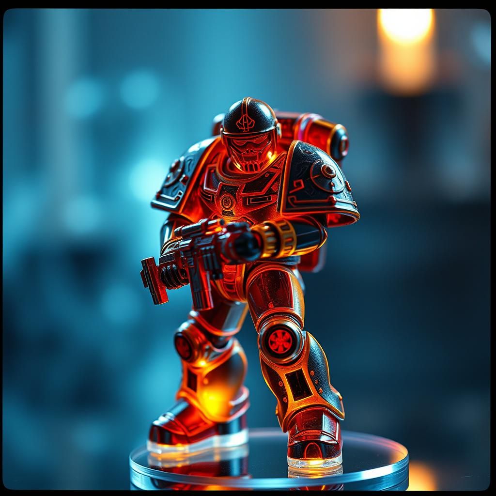 Enameled Glass Figurine of a Space Marine