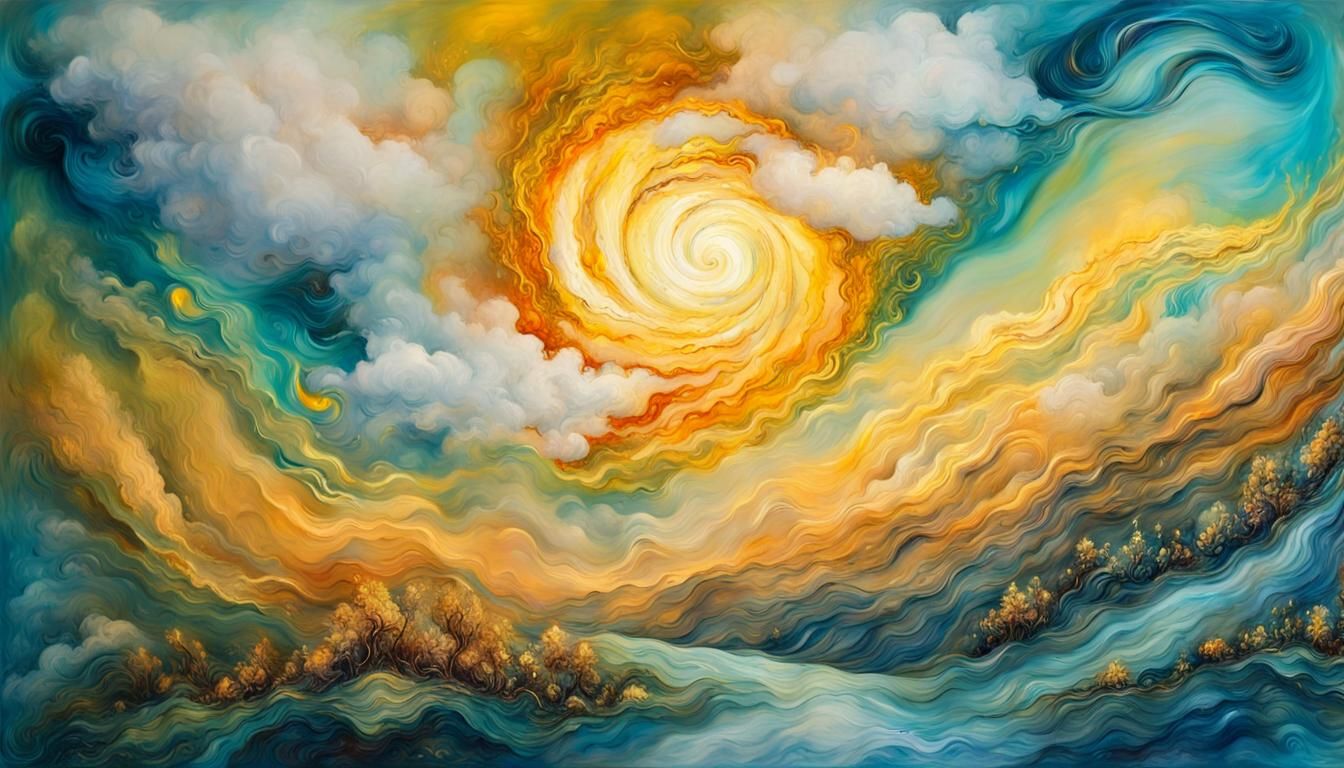 Will-o'-the-wisp Soaring in Impressionist Landscape