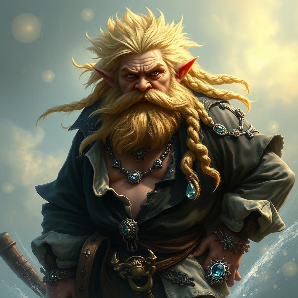 Fantasy Dwarf Pirate Captain in Dreamlike Mist