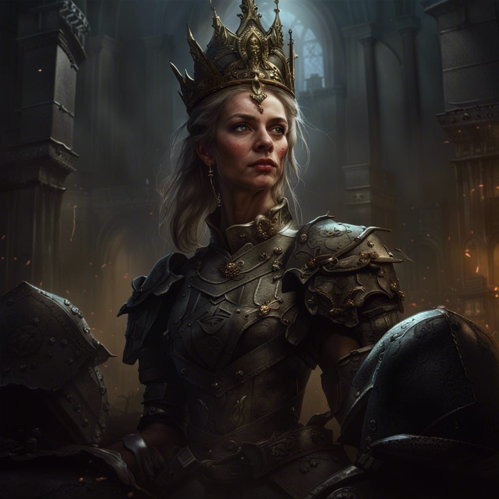Bereaved Princess Encourages Soldiers: Dark Fantasy Art